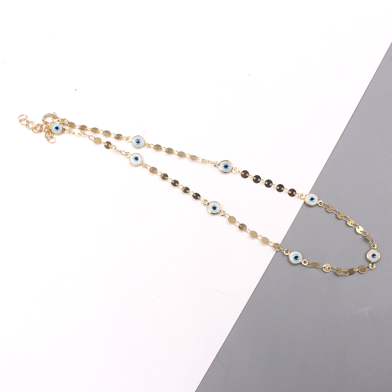 Retro Devilu0027S Eye Copper Enamel Gold Plated Necklace