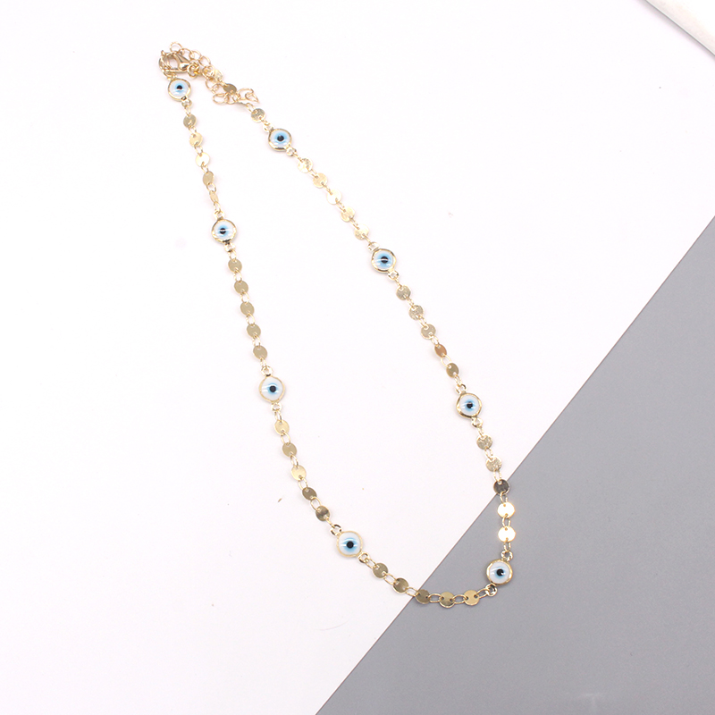 Retro Devilu0027S Eye Copper Enamel Gold Plated Necklace