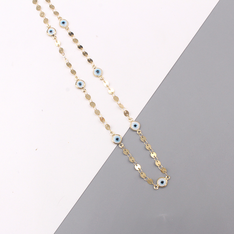 Retro Devilu0027S Eye Copper Enamel Gold Plated Necklace