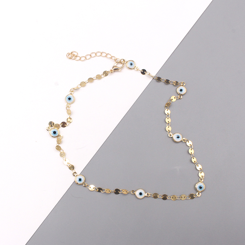 Retro Devilu0027S Eye Copper Enamel Gold Plated Necklace