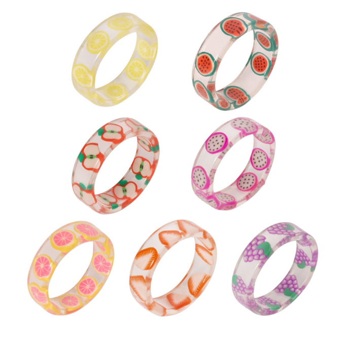 Sweet Fruit Resin Transparent Unisex Rings 1 Piece