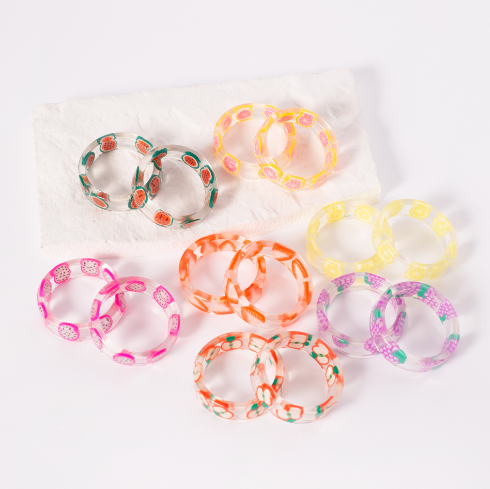 Sweet Fruit Resin Transparent Unisex Rings 1 Piece