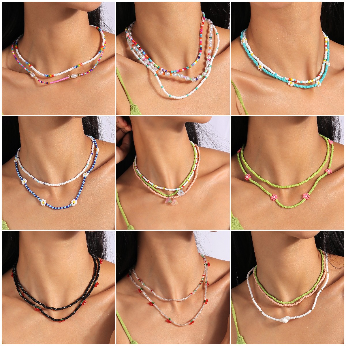 Fashion Colorful Beaded Womenu0027S Layered Necklaces 1 Piece