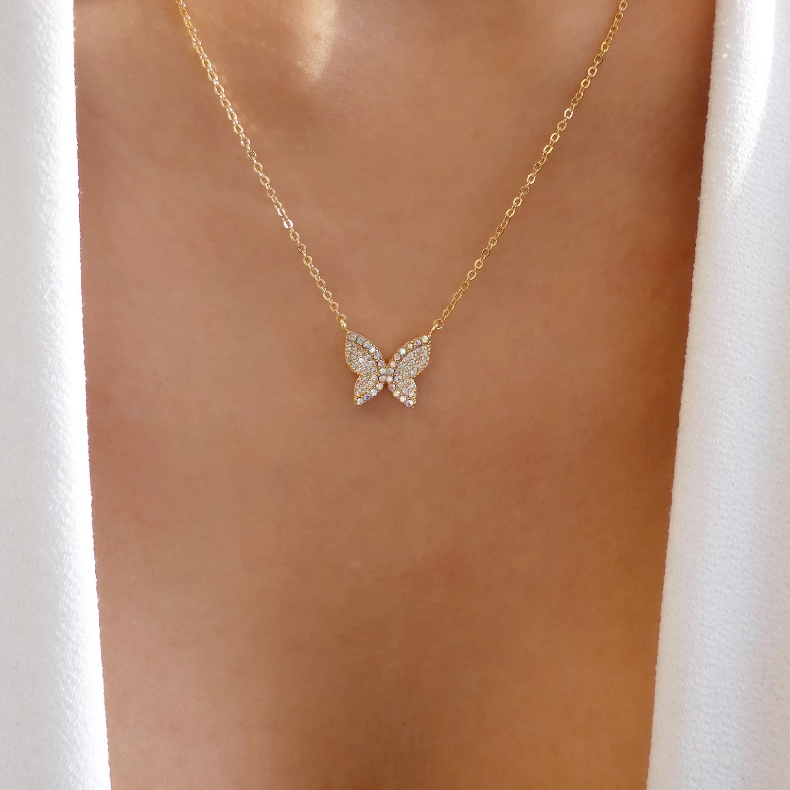 Fashion Cross Butterfly Alloy Rhinestones Womenu0027S Pendant Necklace 1 Piece