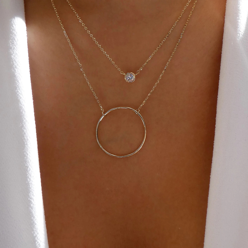 Fashion Circle Heart Shape Alloy Womenu0027S Layered Necklaces Pendant Necklace 1 Piece