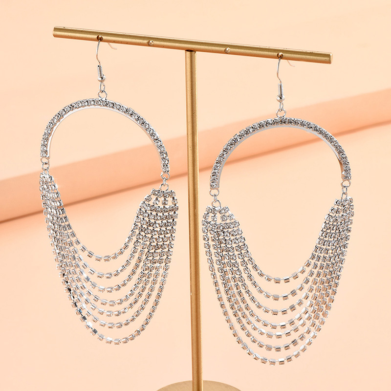 Casual Round Rhinestone Tassel Inlay Rhinestones Womenu0027S Drop Earrings 1 Pair