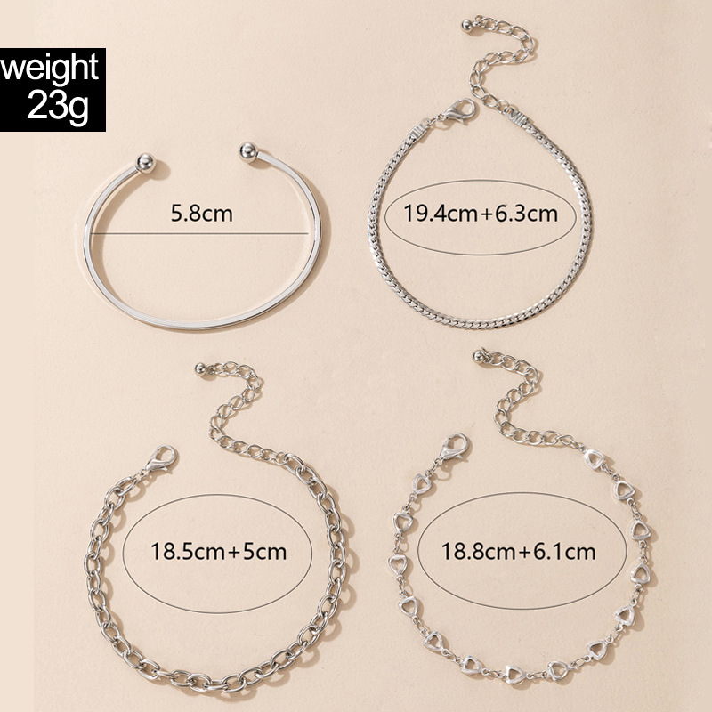 Simple Style Geometric Alloy Unisex Bangle 4 Piece Set