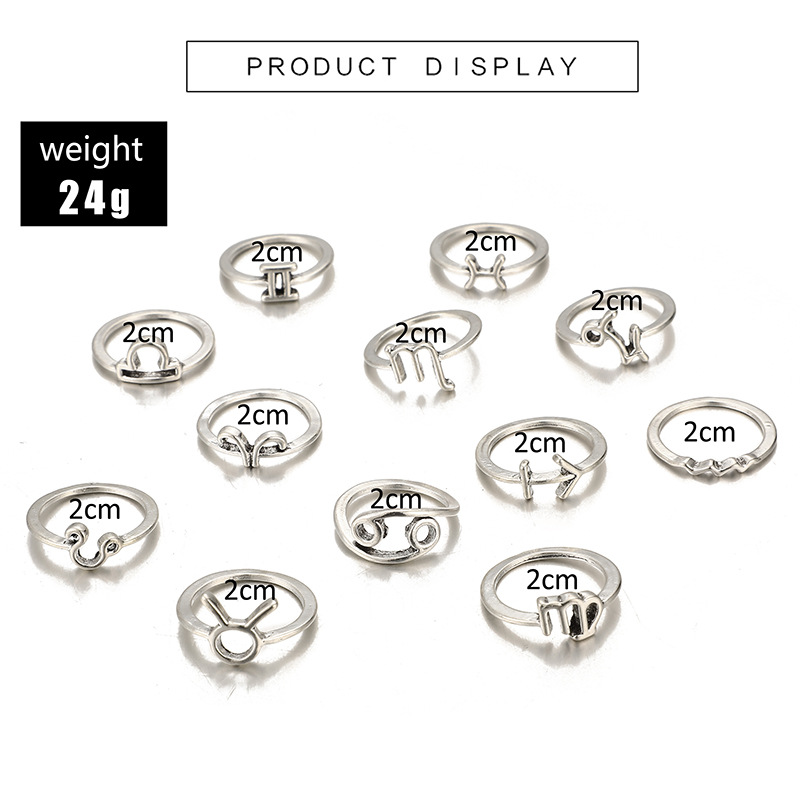 Simple Style Constellation Alloy Unisex Rings 12 Pieces