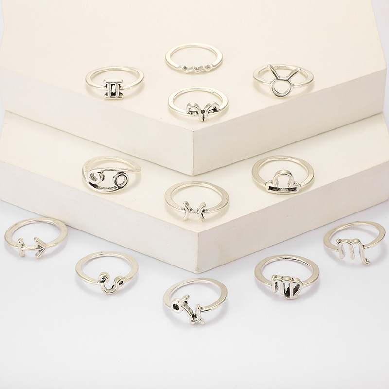 Simple Style Constellation Alloy Unisex Rings 12 Pieces