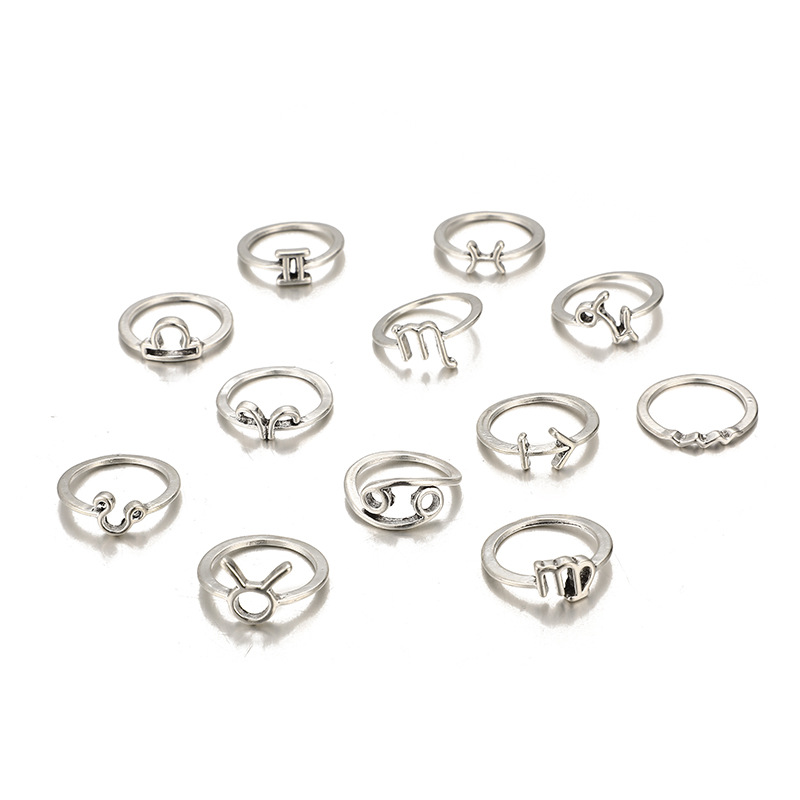 Simple Style Constellation Alloy Unisex Rings 12 Pieces