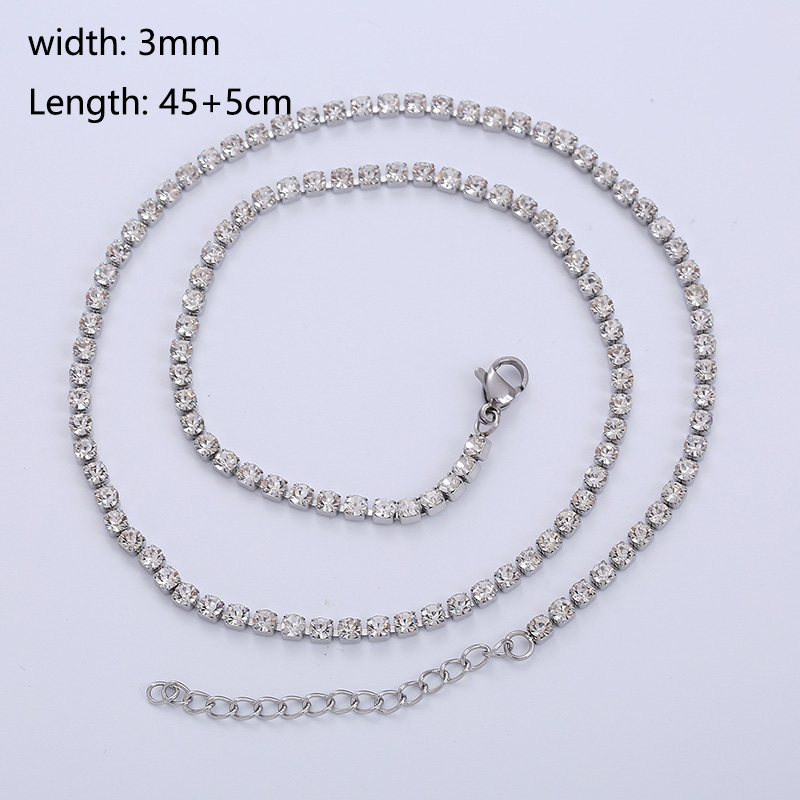 Simple Style Solid Color Stainless Steel Chain Inlay Zircon Necklace 1 Piece