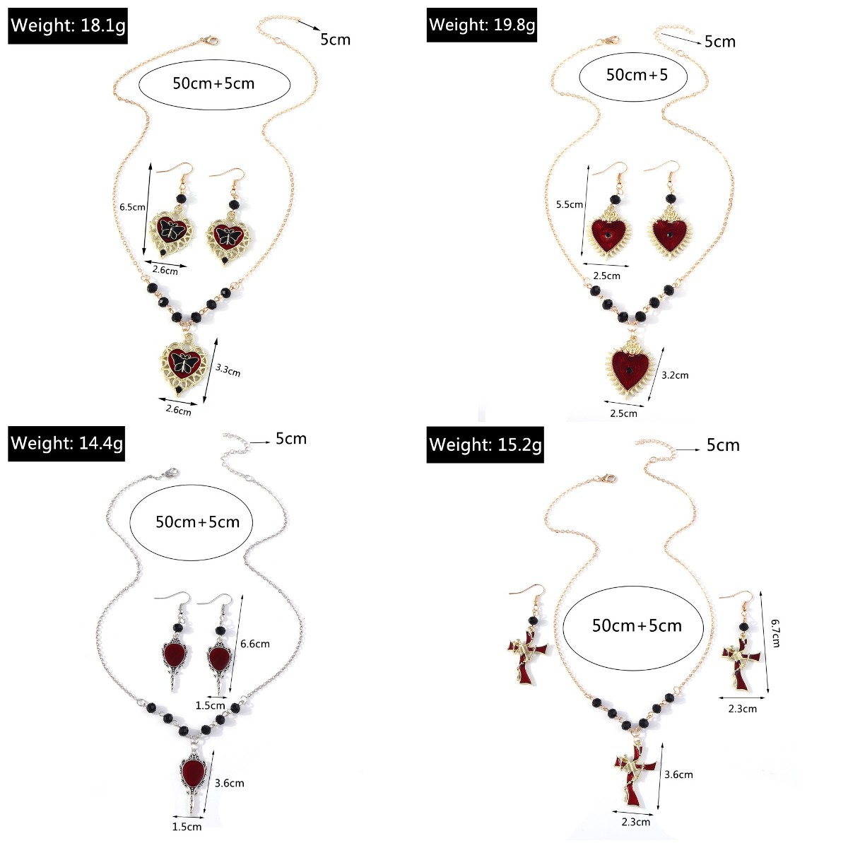 Retro Heart Shape Butterfly Alloy Inlay Zircon Womenu0027S Earrings Necklace 1 Set