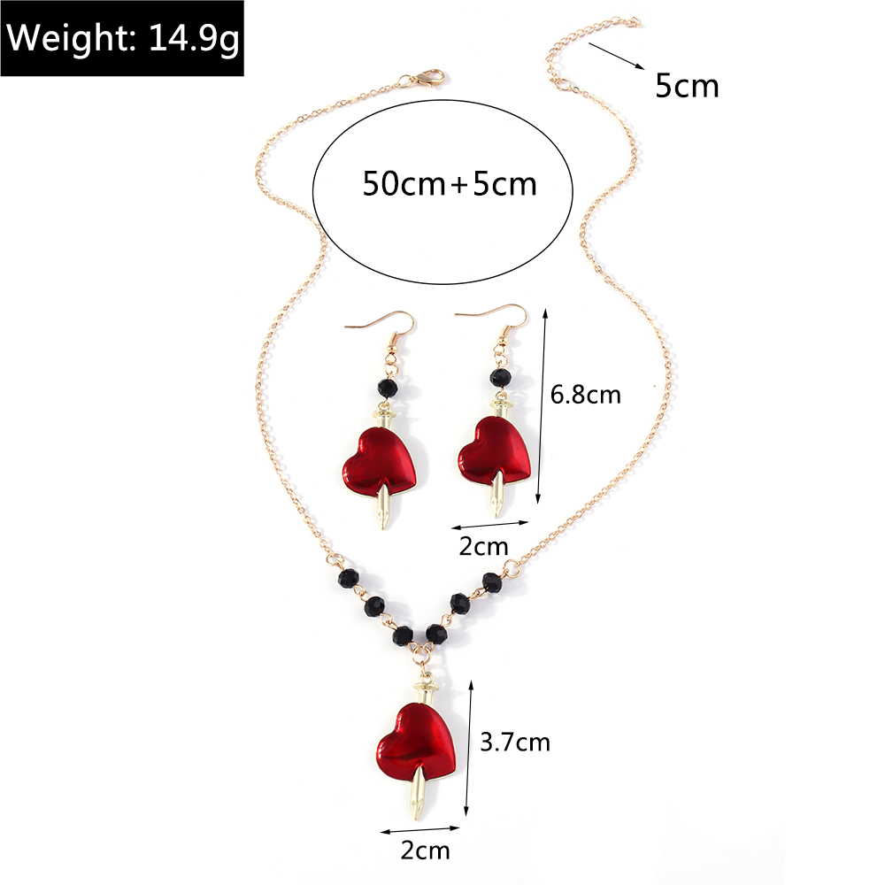 Retro Heart Shape Butterfly Alloy Inlay Zircon Womenu0027S Earrings Necklace 1 Set