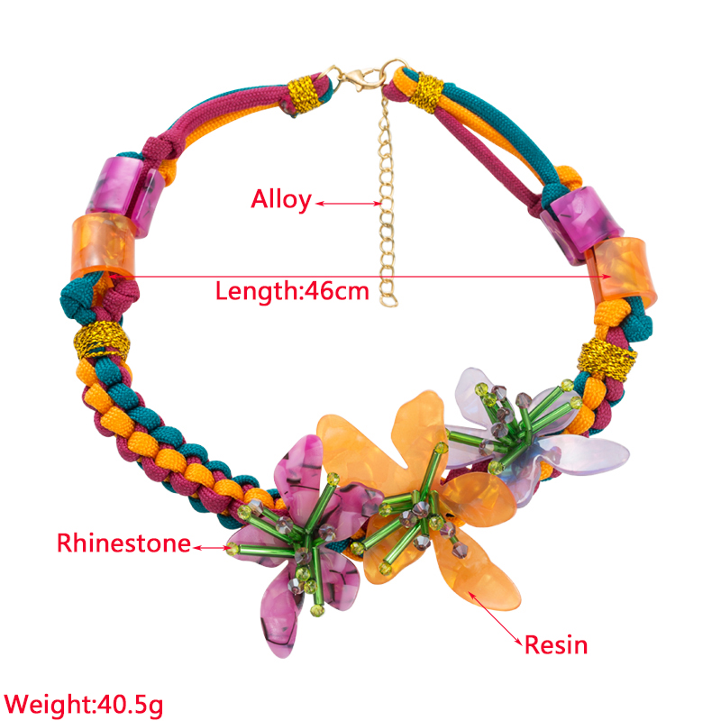 Bohemian Flower Synthetic Resin Alloy Handmade Rhinestones Womenu0027S Choker 1 Piece