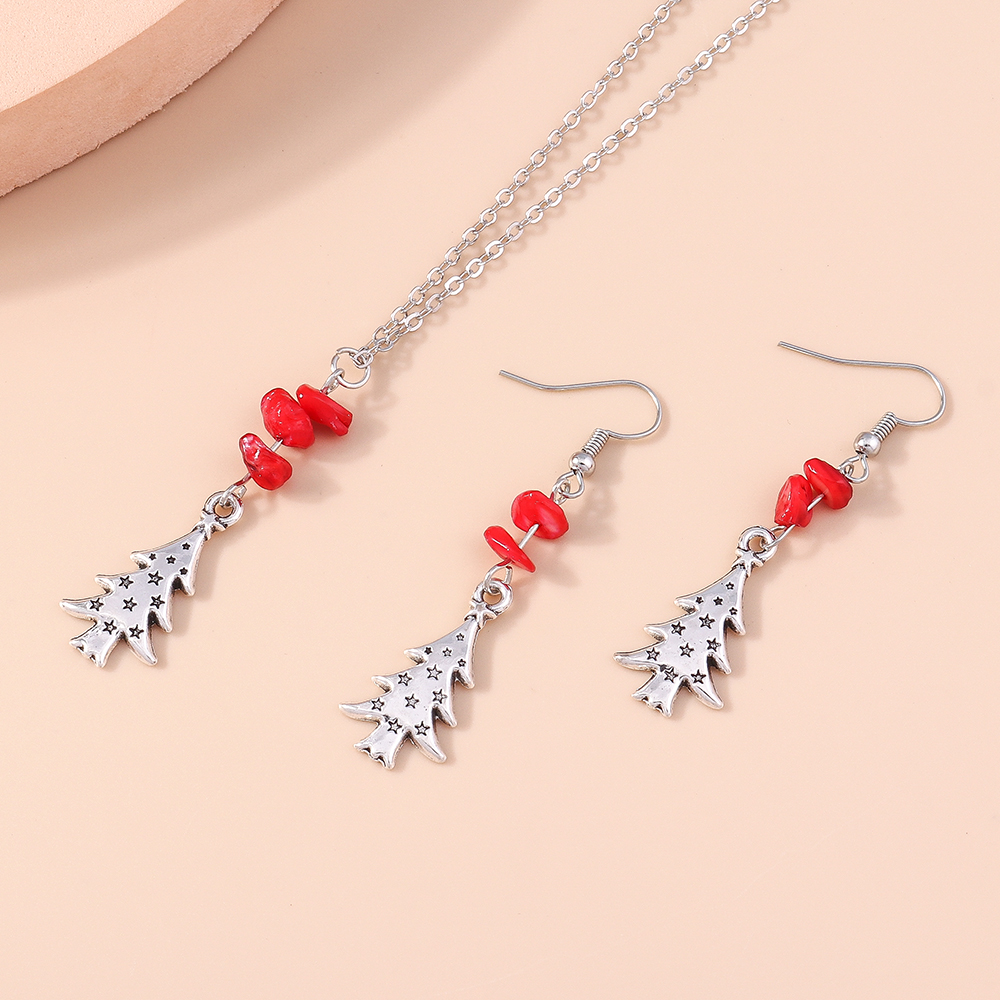 Fashion Christmas Tree Alloy Patchwork Womenu0027S Earrings Necklace 1 Set