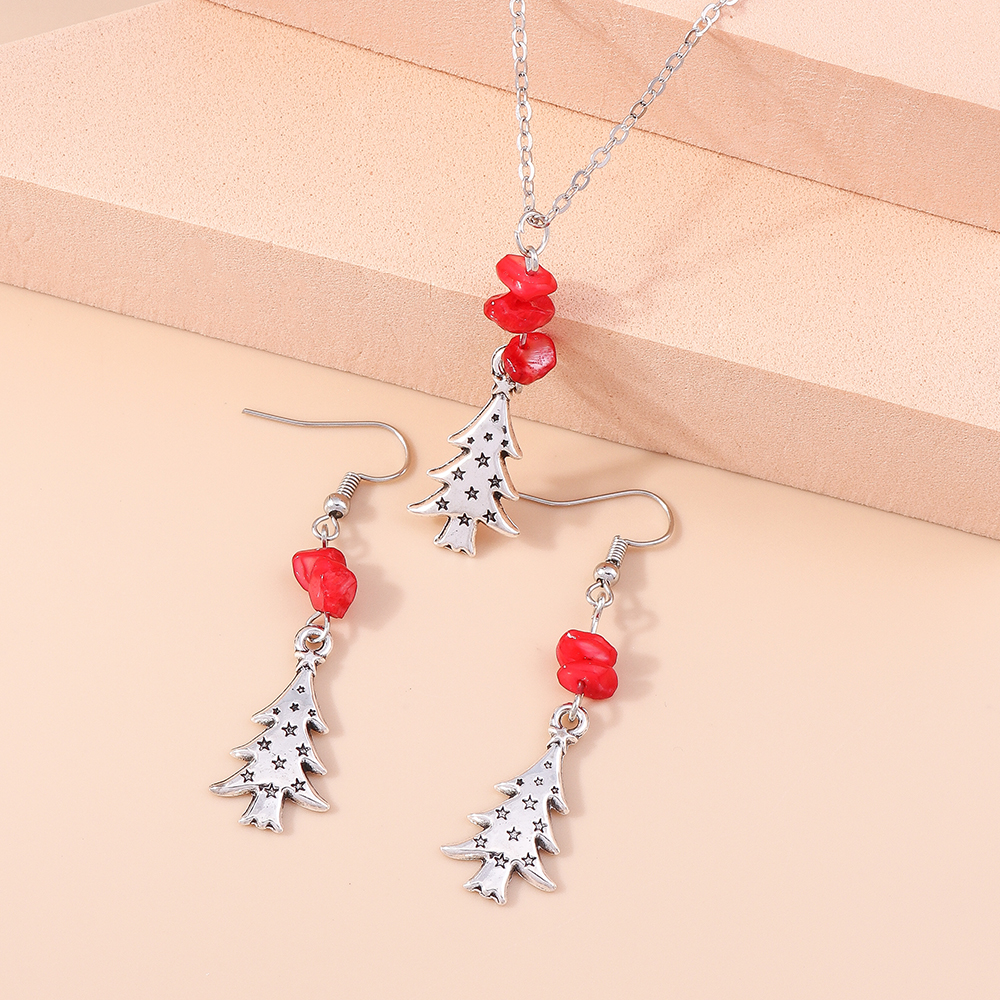 Fashion Christmas Tree Alloy Patchwork Womenu0027S Earrings Necklace 1 Set