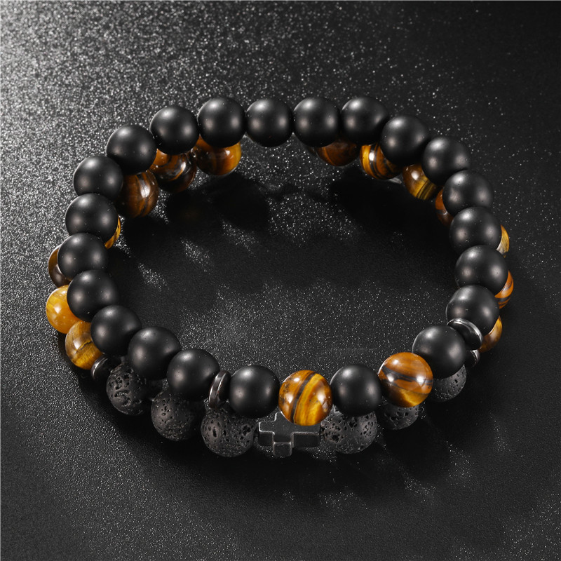 Fashion Cross Beaded Alloy Unisex Bracelets 2 Pieces