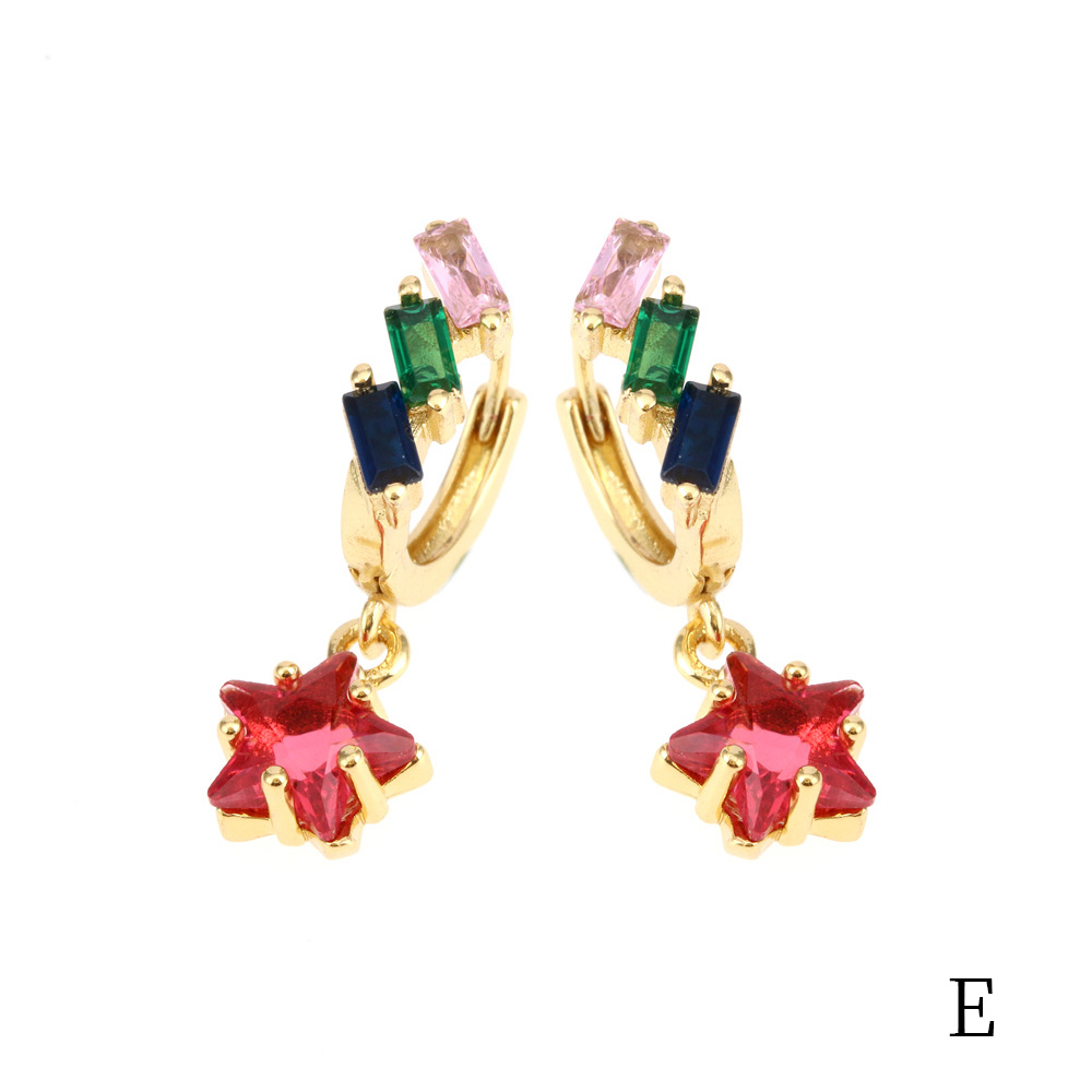Fashion Heart Shape Copper Plating Glass Drop Earrings