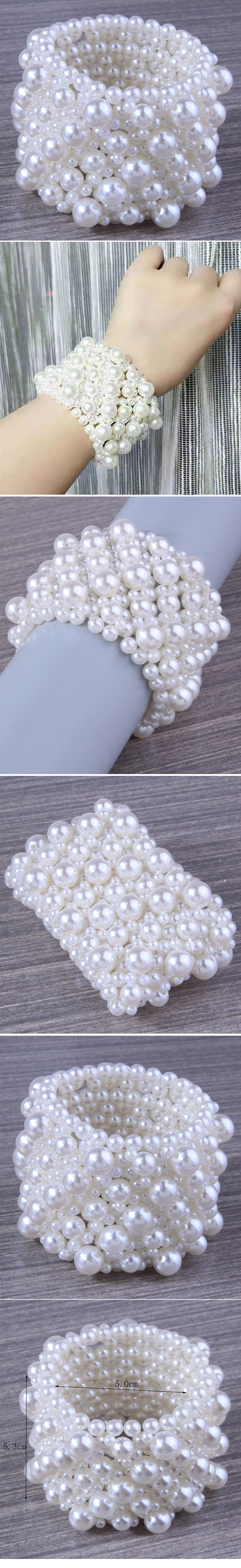 Elegant Geometric Artificial Pearl Braid Womenu0027S Bracelets 1 Piece