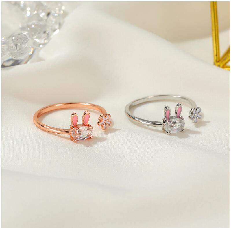 Simple Style Rabbit Alloy Inlay Rhinestones Womenu0027S Open Ring 1 Piece