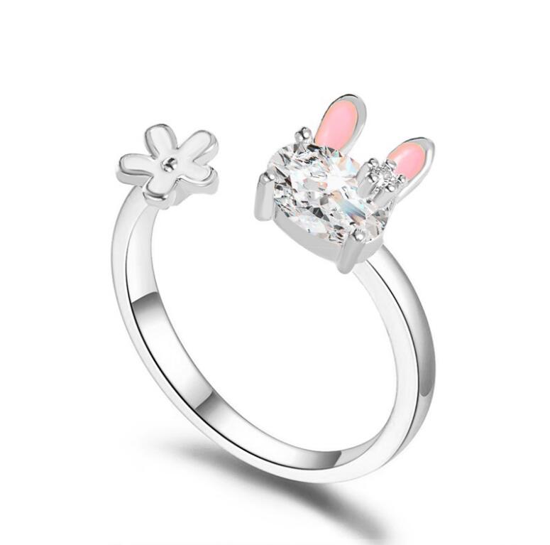 Simple Style Rabbit Alloy Inlay Rhinestones Womenu0027S Open Ring 1 Piece