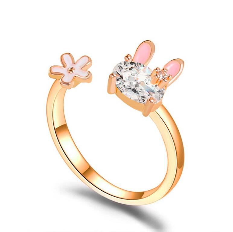 Simple Style Rabbit Alloy Inlay Rhinestones Womenu0027S Open Ring 1 Piece