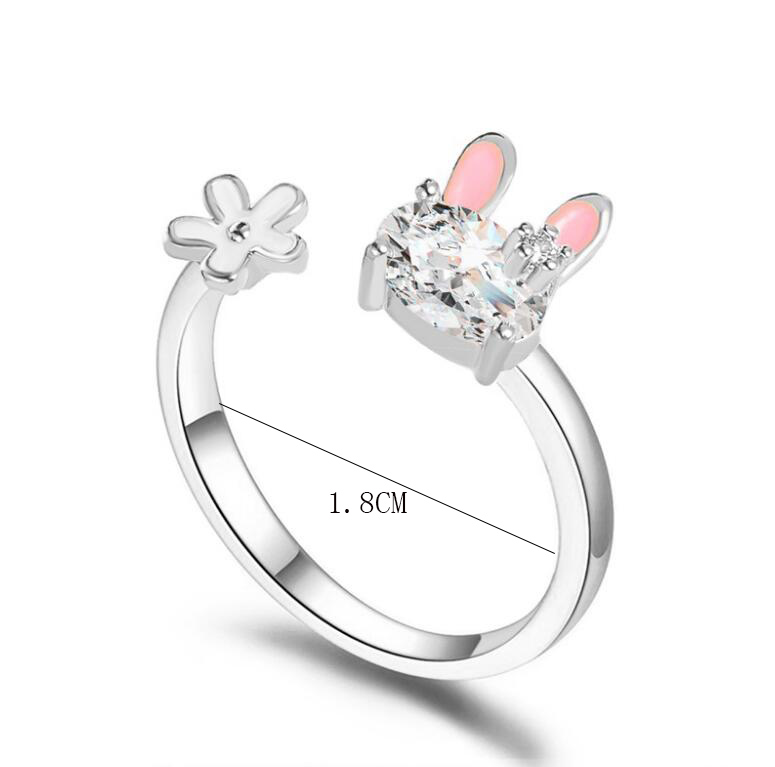 Simple Style Rabbit Alloy Inlay Rhinestones Womenu0027S Open Ring 1 Piece