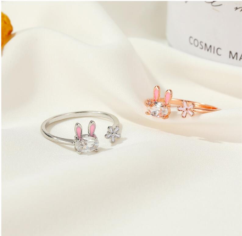 Simple Style Rabbit Alloy Inlay Rhinestones Womenu0027S Open Ring 1 Piece