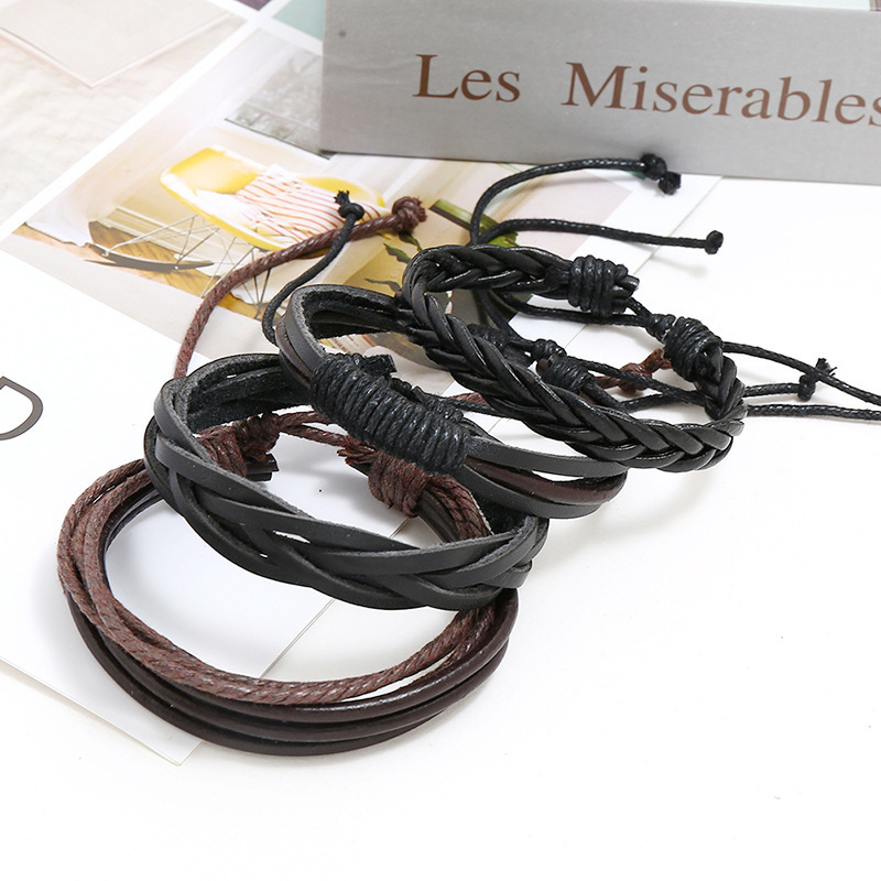 Retro Solid Color Pu Leather Handmade Womenu0027S Bracelets 4 Pieces