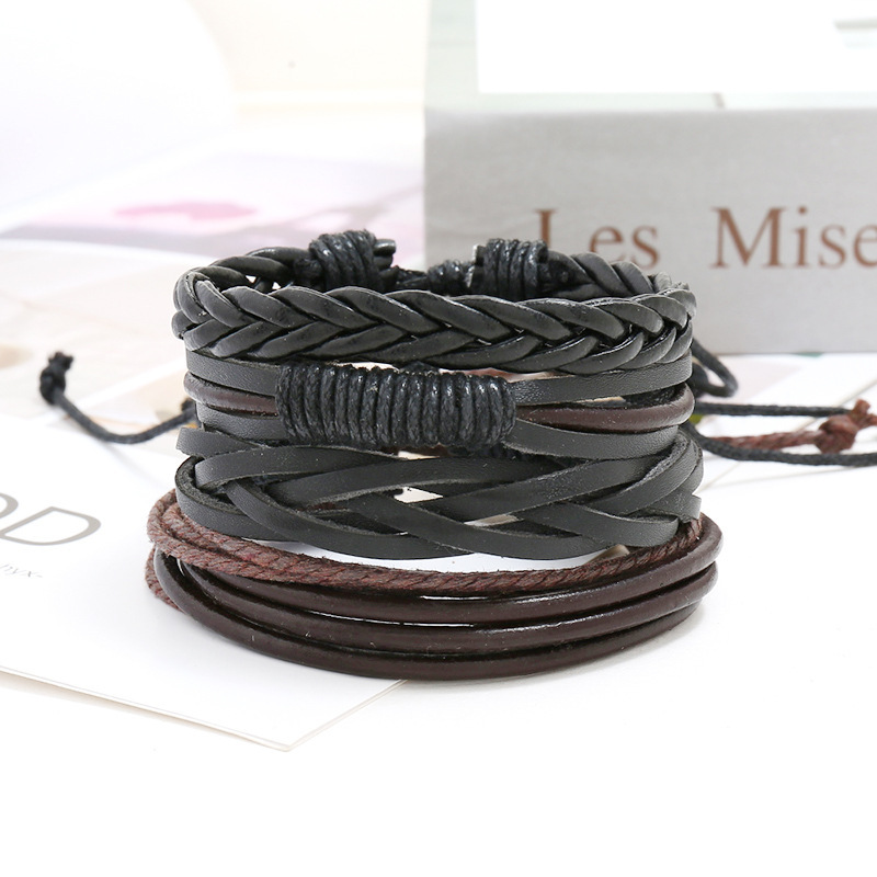 Retro Solid Color Pu Leather Handmade Womenu0027S Bracelets 4 Pieces