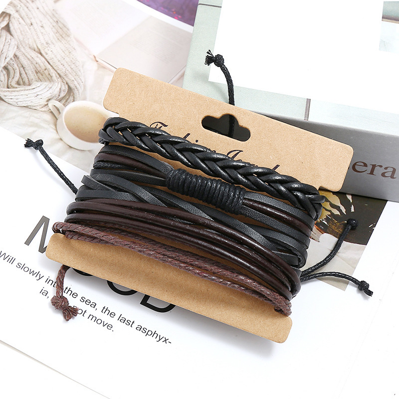 Retro Solid Color Pu Leather Handmade Womenu0027S Bracelets 4 Pieces