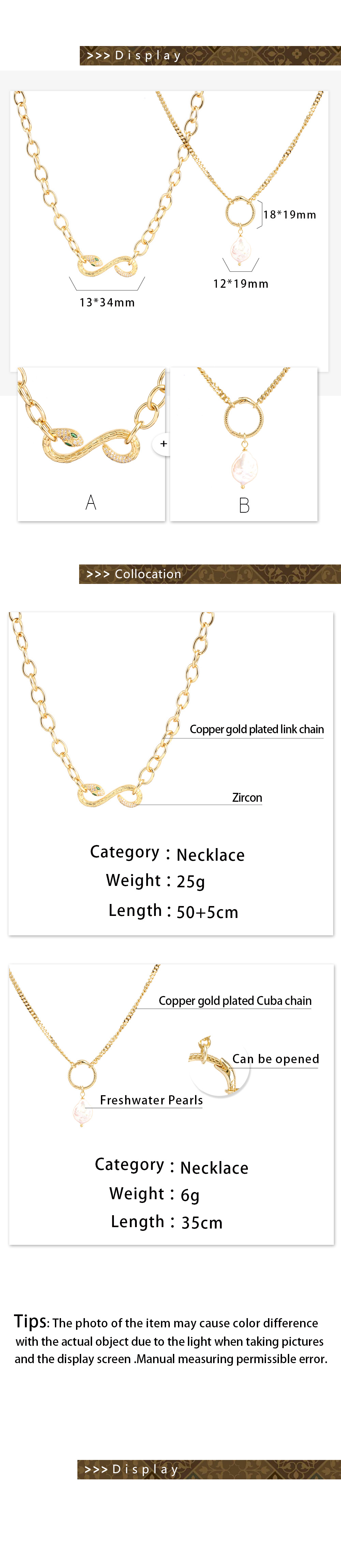 Fashion Snake Copper Plating Pearl Necklace