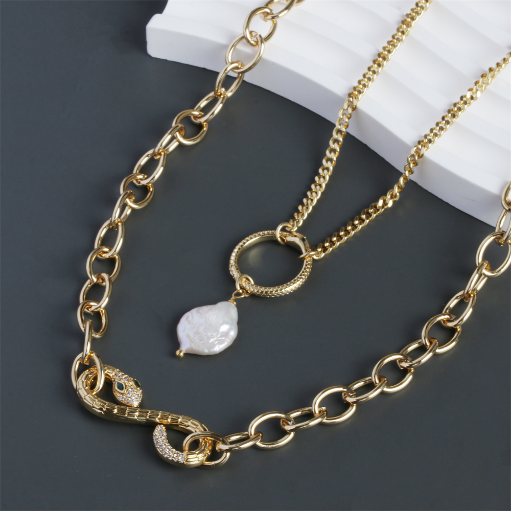 Fashion Snake Copper Plating Pearl Necklace