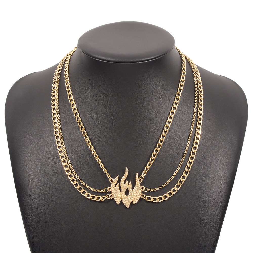 Fashion Flame Alloy Plating Womenu0027S Layered Necklaces