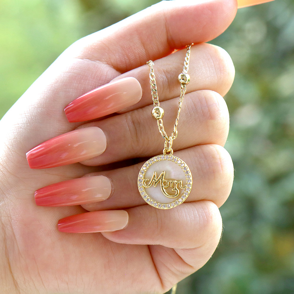 Elegant Letter Copper Plating Shell Zircon Pendant Necklace