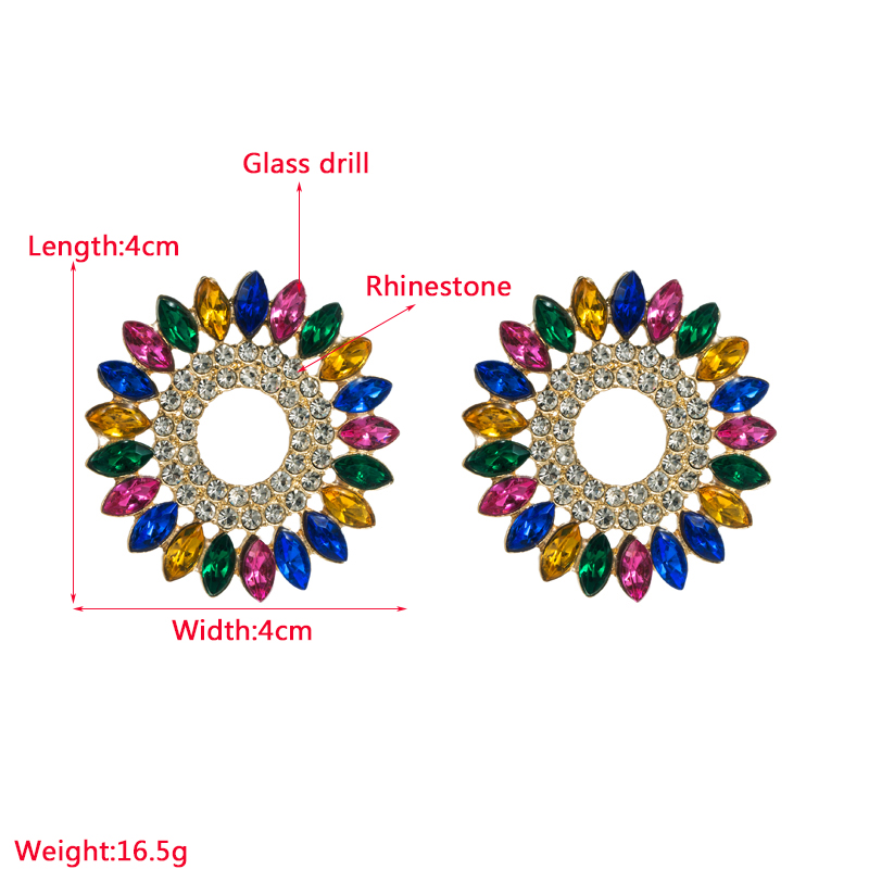 Luxurious Flower Alloy Inlay Rhinestones Zircon Womenu0027S Earrings 1 Pair