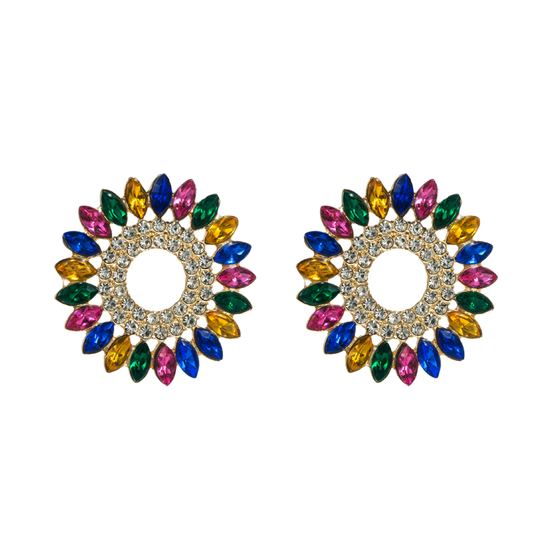 Luxurious Flower Alloy Inlay Rhinestones Zircon Womenu0027S Earrings 1 Pair