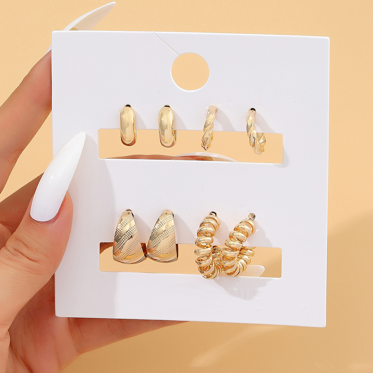 Fashion C Shape Alloy Womenu0027S Ear Studs 4 Pairs