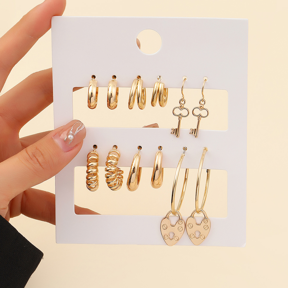 Fashion C Shape Alloy Womenu0027S Earrings 6 Pairs