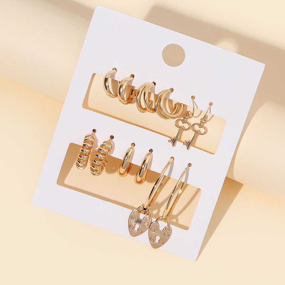 Fashion C Shape Alloy Womenu0027S Earrings 6 Pairs