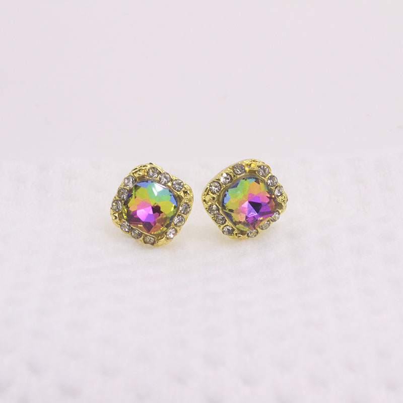 INS Style Square Alloy Inlay Crystal Womenu0027S Ear Studs 1 Pair