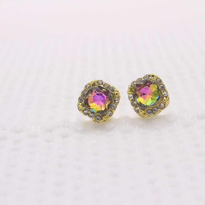 INS Style Square Alloy Inlay Crystal Womenu0027S Ear Studs 1 Pair