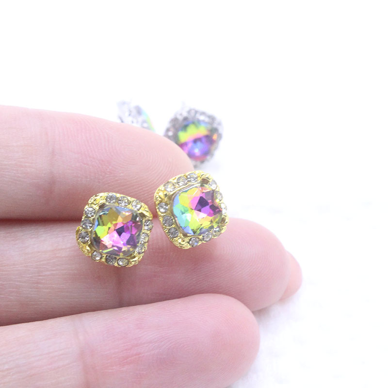 INS Style Square Alloy Inlay Crystal Womenu0027S Ear Studs 1 Pair