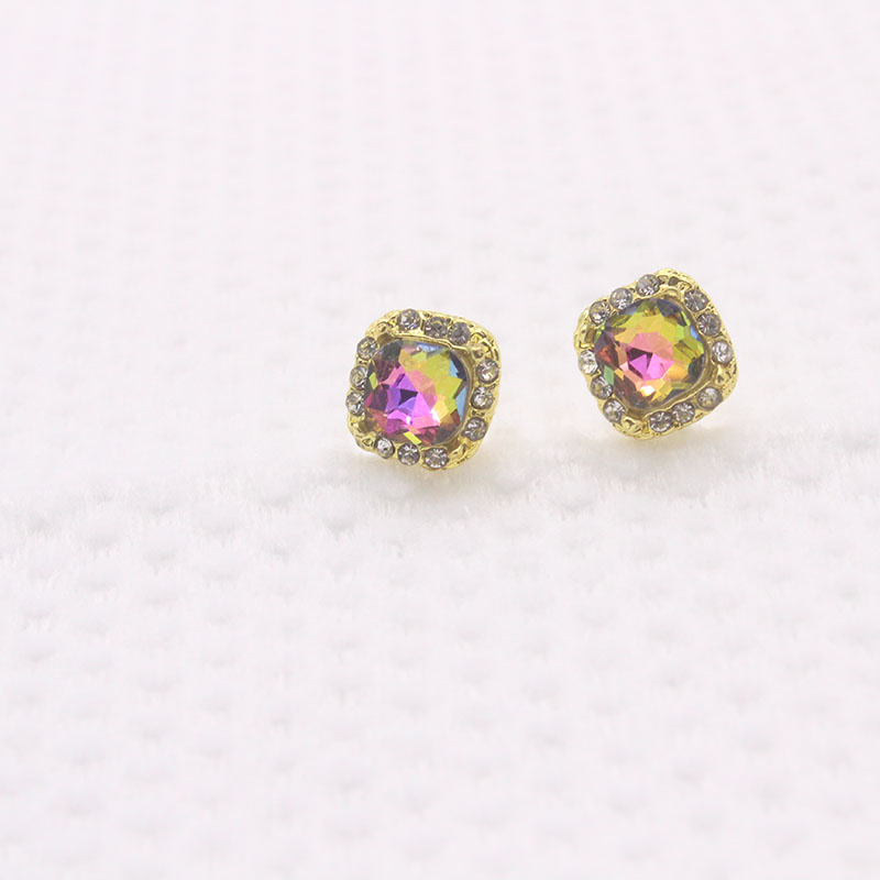 INS Style Square Alloy Inlay Crystal Womenu0027S Ear Studs 1 Pair