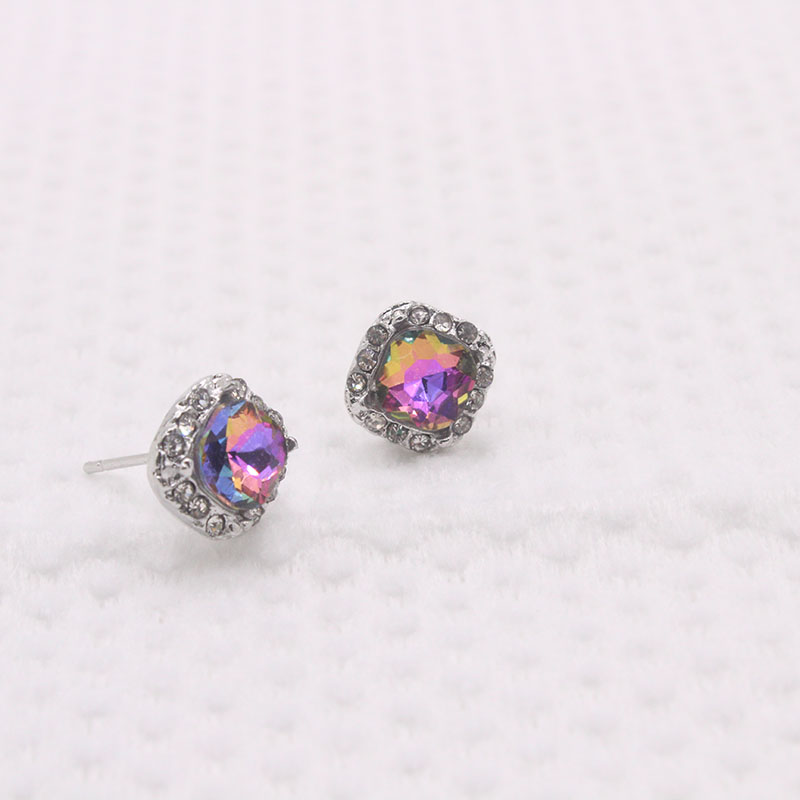 INS Style Square Alloy Inlay Crystal Womenu0027S Ear Studs 1 Pair