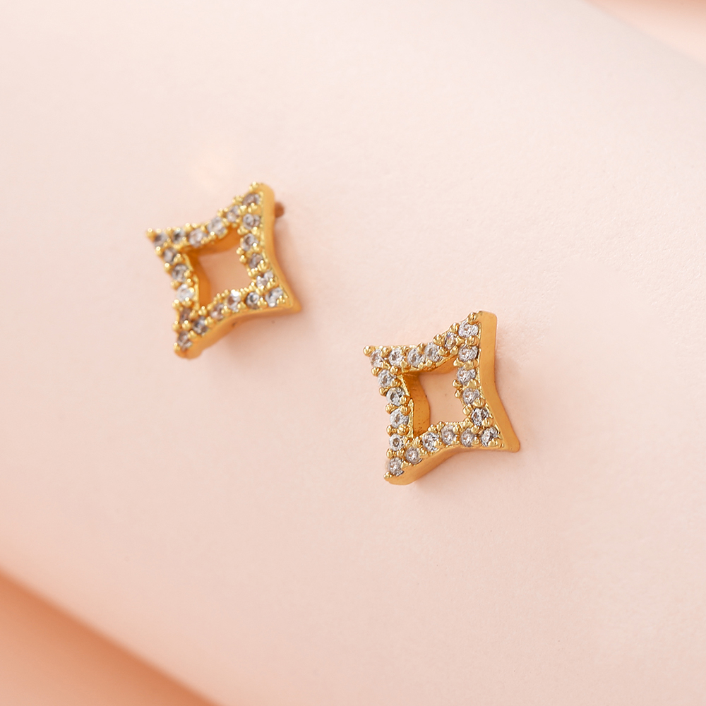 Fashion Sun Star Moon Copper Inlay Zircon Ear Studs 1 Pair