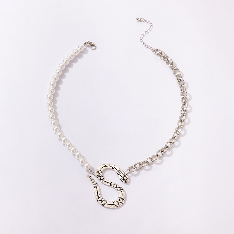 Simple Style Snake Alloy Patchwork Artificial Pearls Unisex Choker 1 Piece