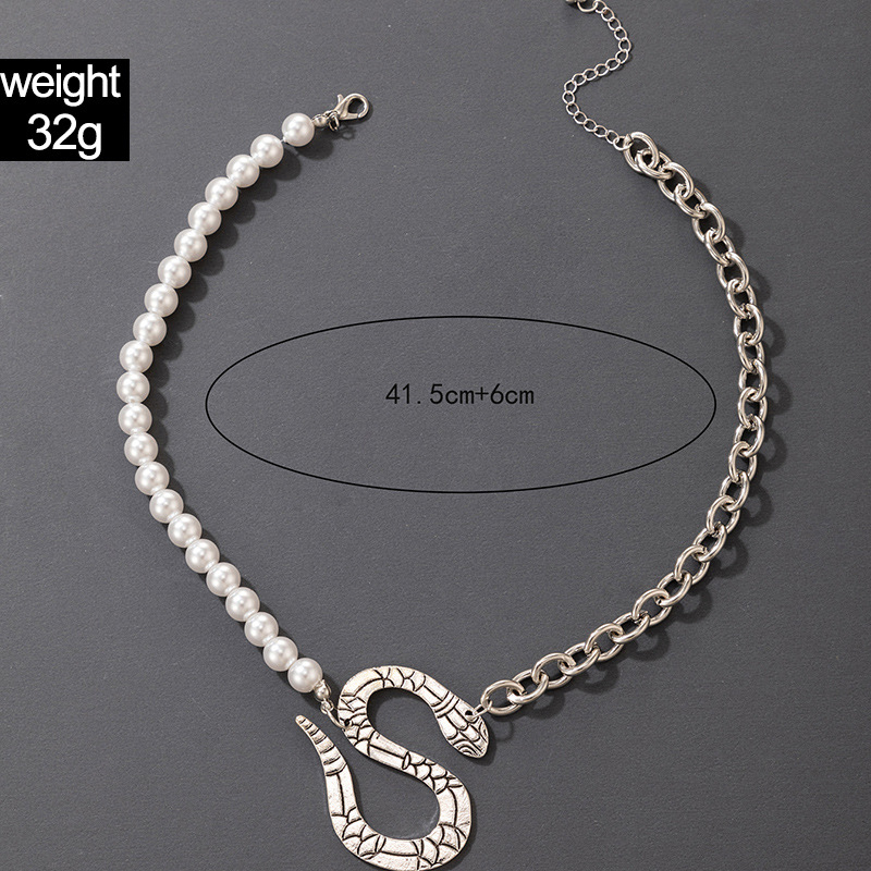 Simple Style Snake Alloy Patchwork Artificial Pearls Unisex Choker 1 Piece