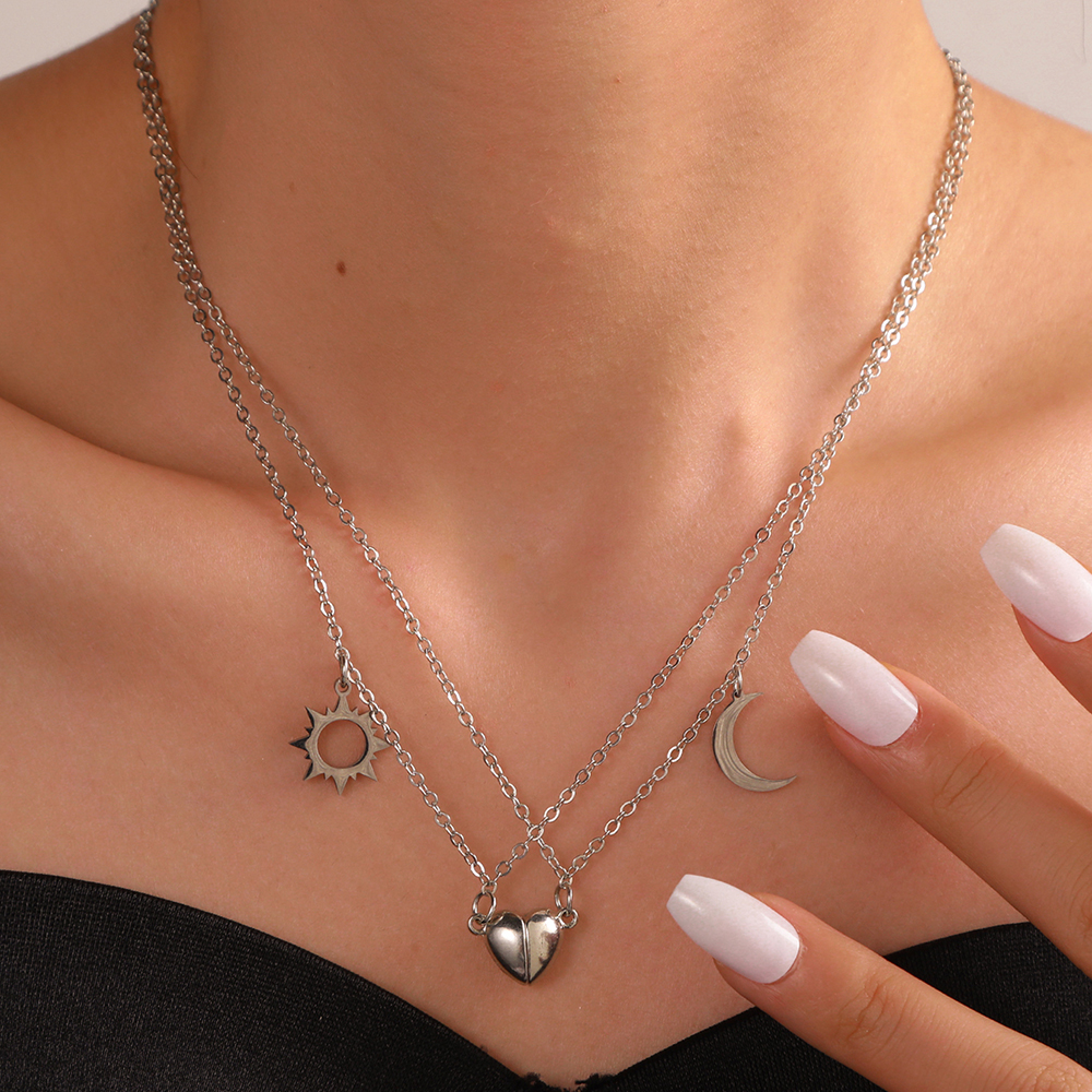 Fashion Heart Shape Alloy Plating Womenu0027S Layered Necklaces 1 Piece