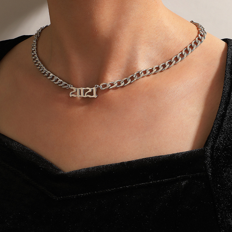 Simple Style Number Alloy Unisex Choker 1 Piece